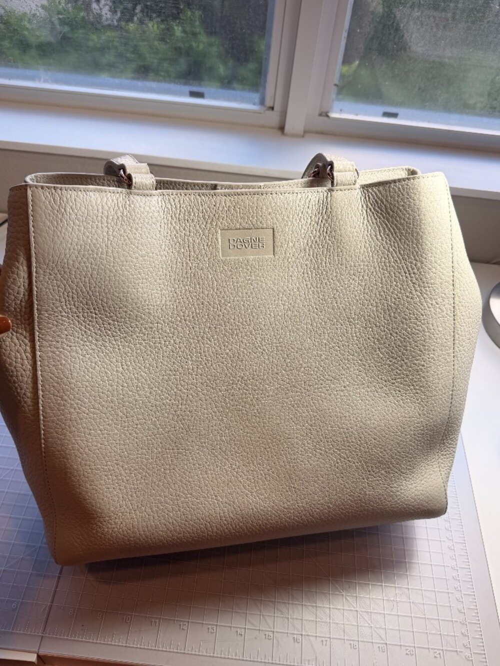 Dagne Dover Allen Tote Medium - Cream Pebbled Leather